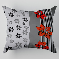 Szaro czerwona Poszewka satyna bawełniana 70x80 036czer