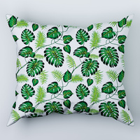 Poszewka satyna bawełniana 70x80 | 032jabłko | zielona | liście monstery