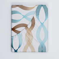 Prześcieradło z gumką do łóżeczka 80x160 bawełniane | 343nie | niebiesko brązowe | geometryczna wstążki