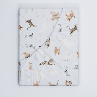 Prześcieradło z gumką do łóżeczka 80x160 bawełniane | 432nsz | szare | kotki