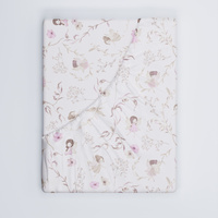 Prześcieradło z gumką do łóżeczka 80x160 bawełniane | 154pas | beżowo różowe | wróżki i kwiaty